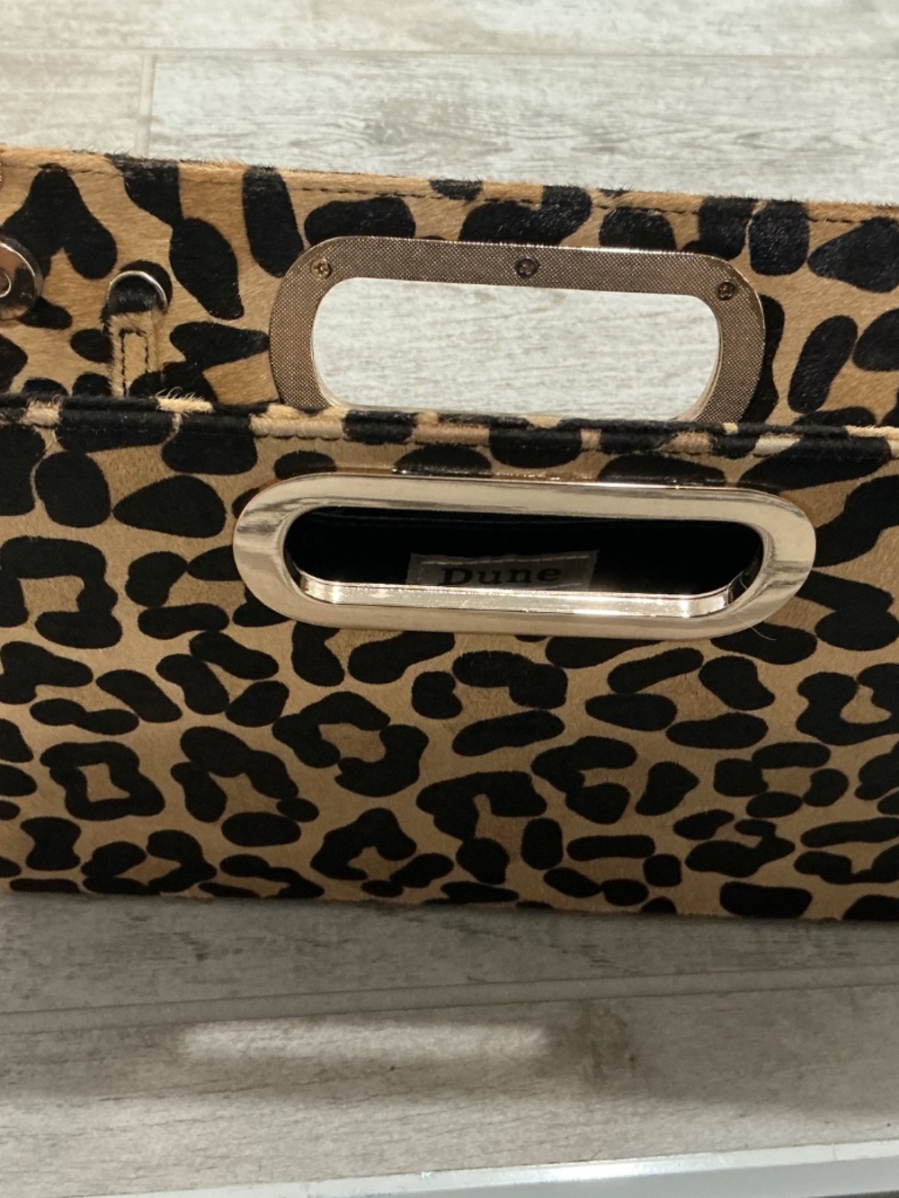 Leopard Print Handheld Clutch Bag - Brown/Black - Picture 6 of 14